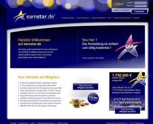 Screenshot von der Webseite Earnstar